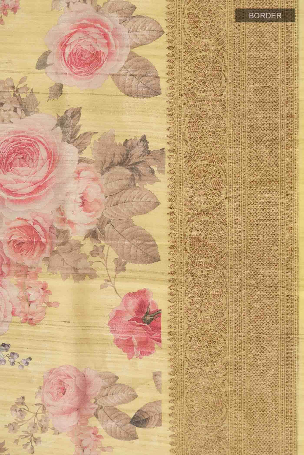 Yellow Tussar Silk Saree