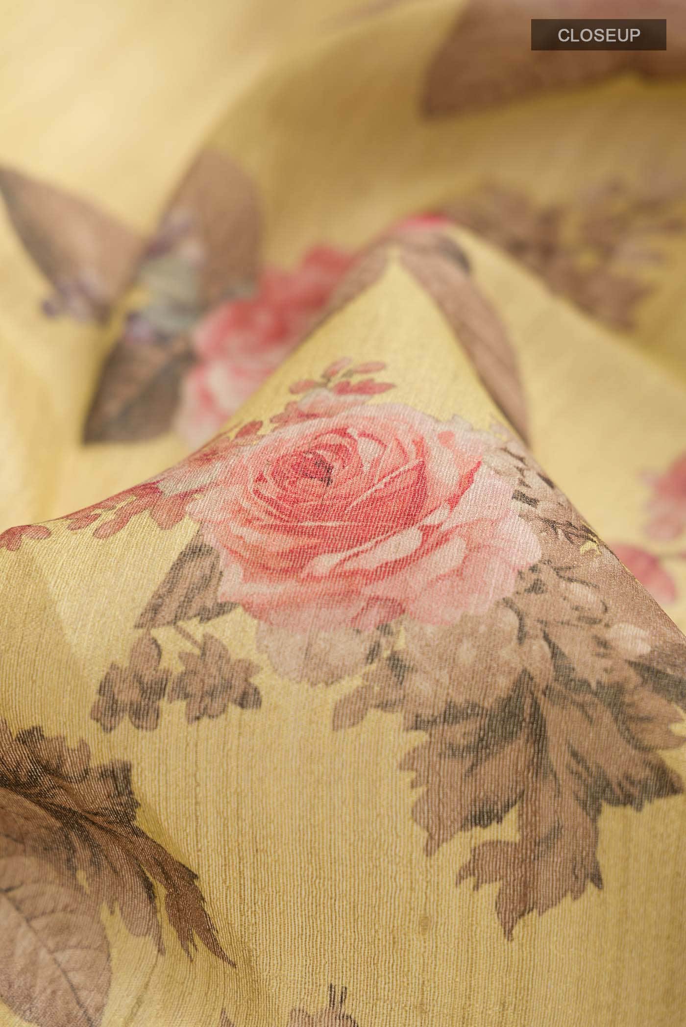Yellow Tussar Silk Saree