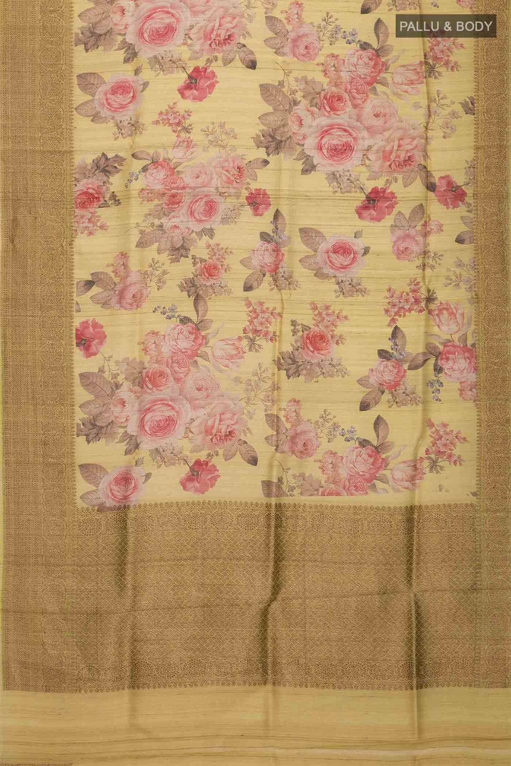 Yellow Tussar Silk Saree