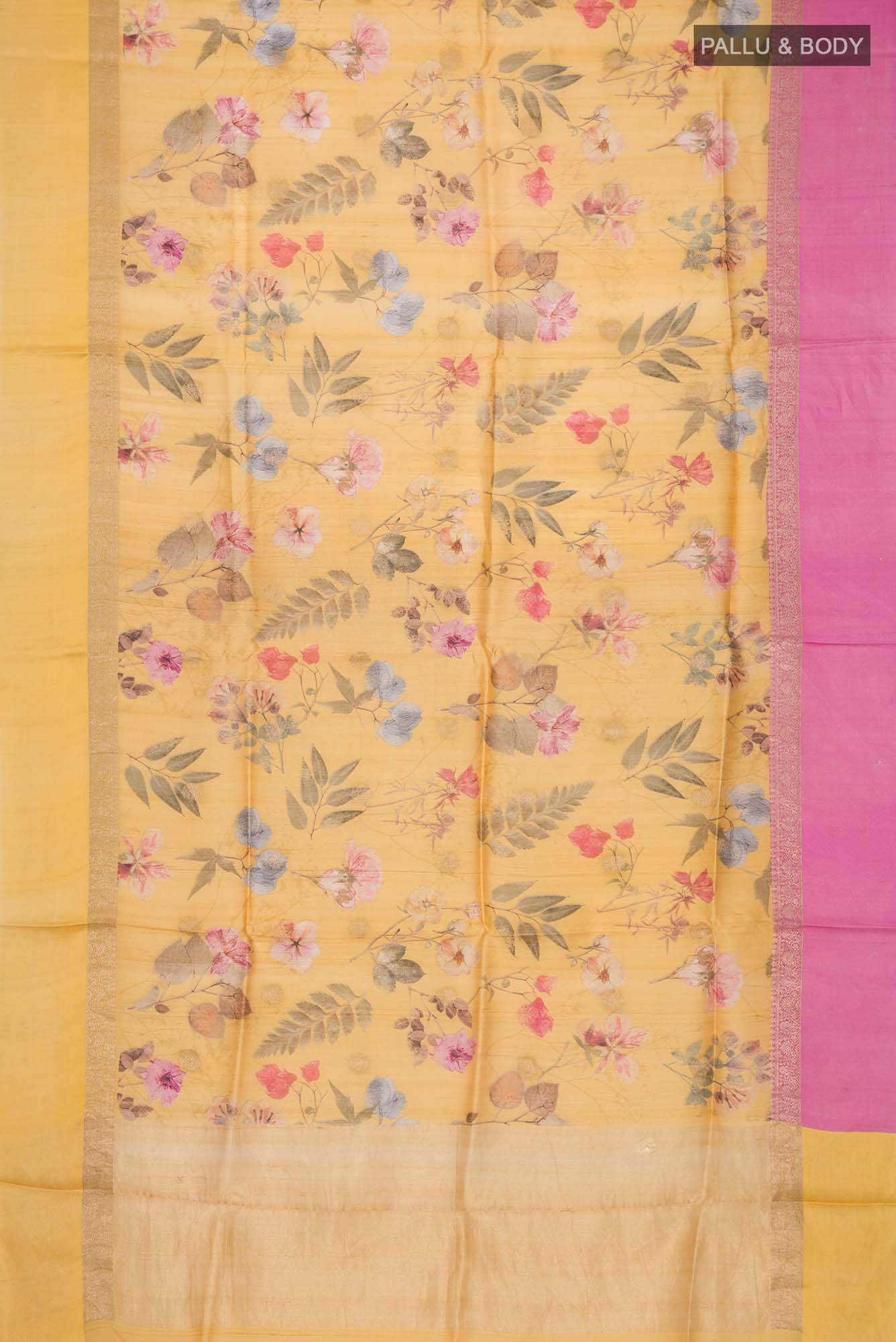 Yellow Bhagalpuri Tussar Silk Saree