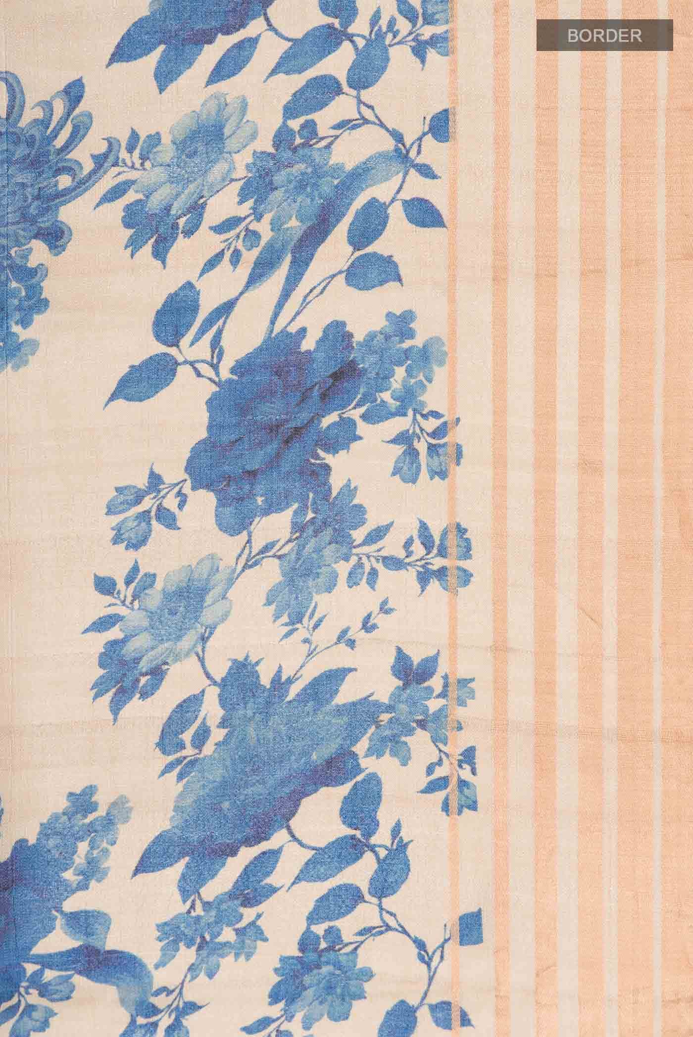 Beige Bhagalpuri Tussar Silk Saree