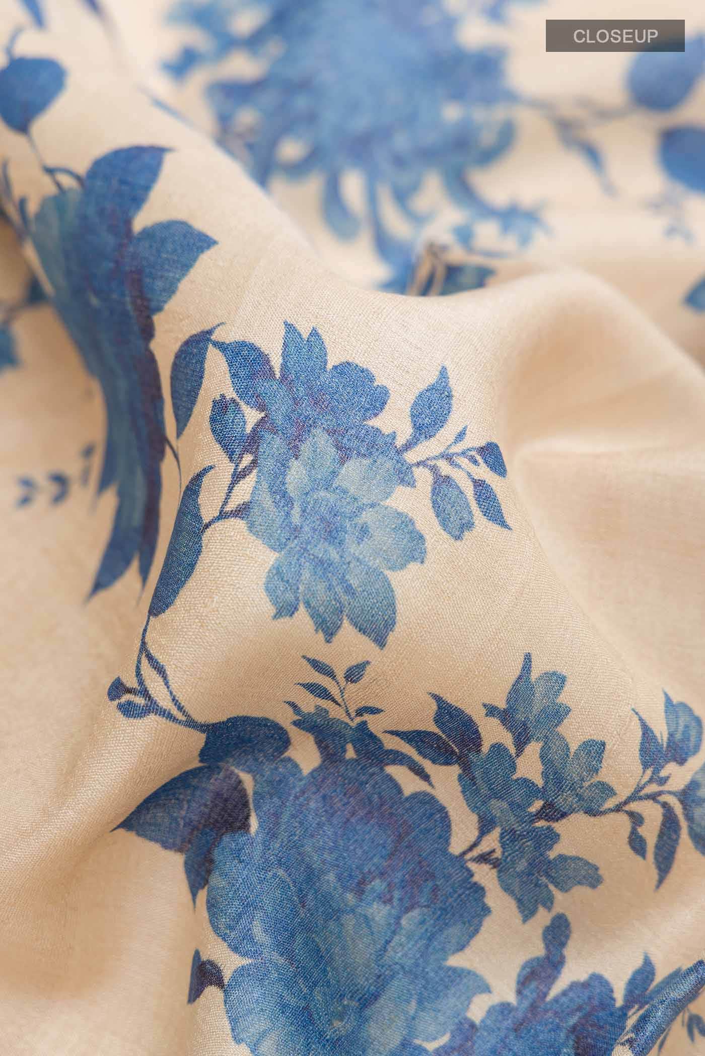 Beige Bhagalpuri Tussar Silk Saree