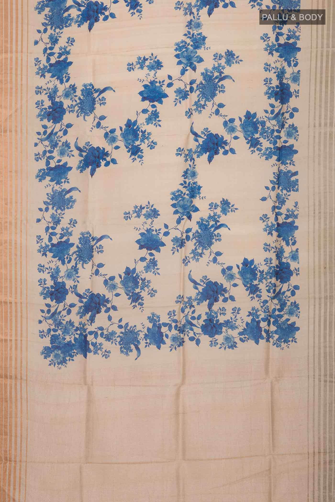 Beige Bhagalpuri Tussar Silk Saree