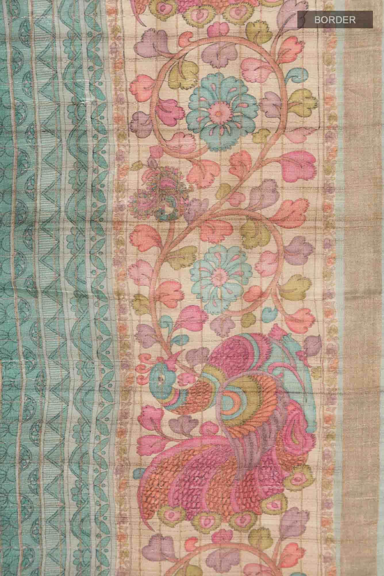 Green Bhagalpuri Tussar Silk Saree