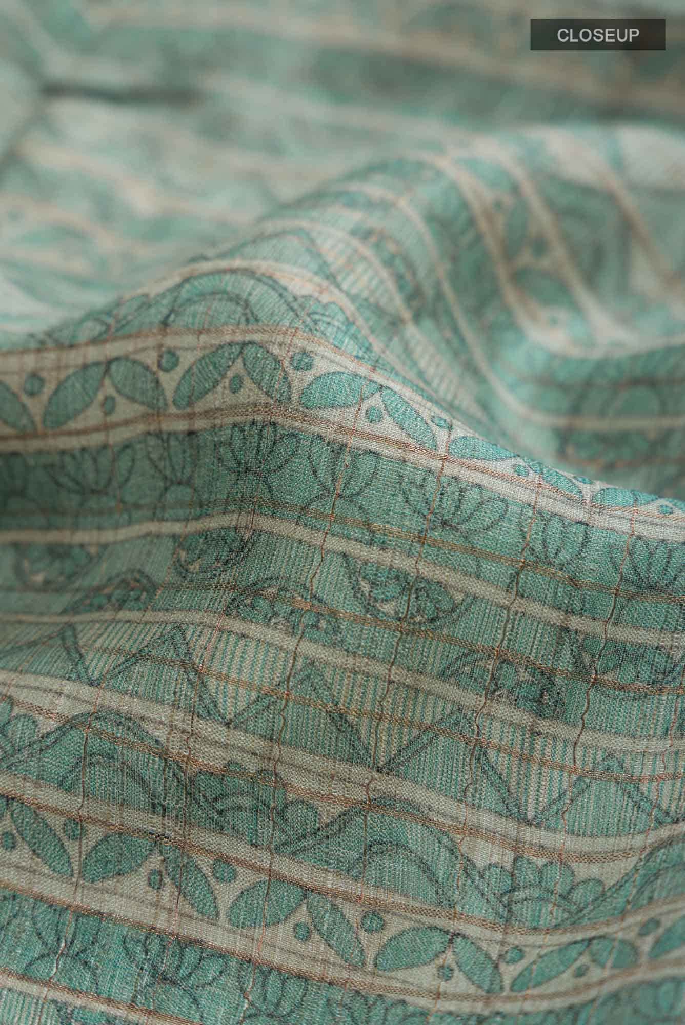 Green Bhagalpuri Tussar Silk Saree