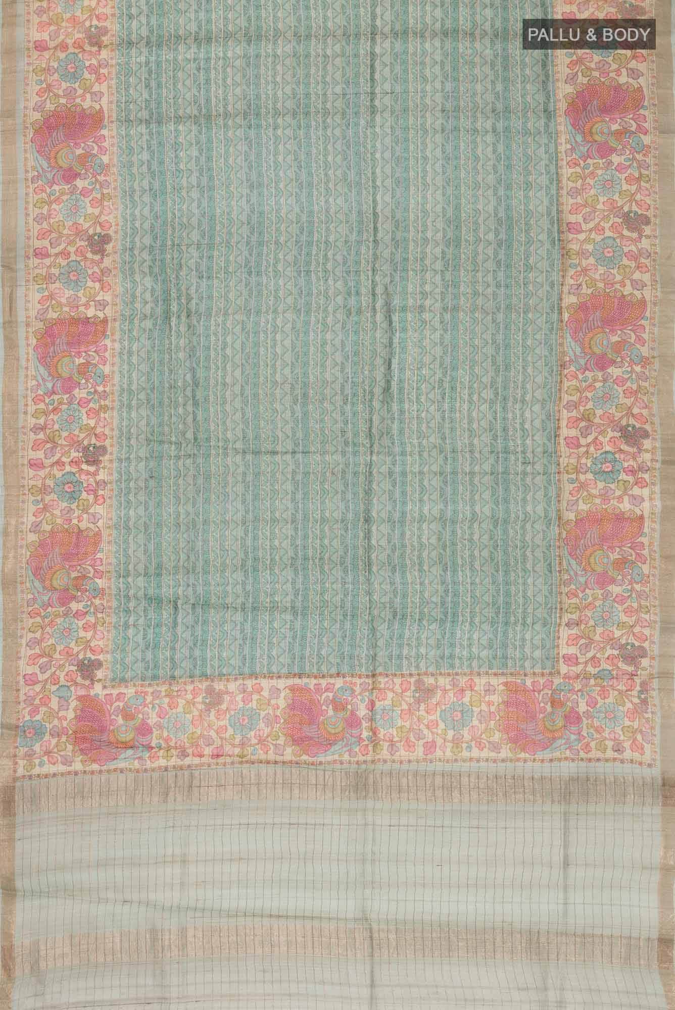 Green Bhagalpuri Tussar Silk Saree