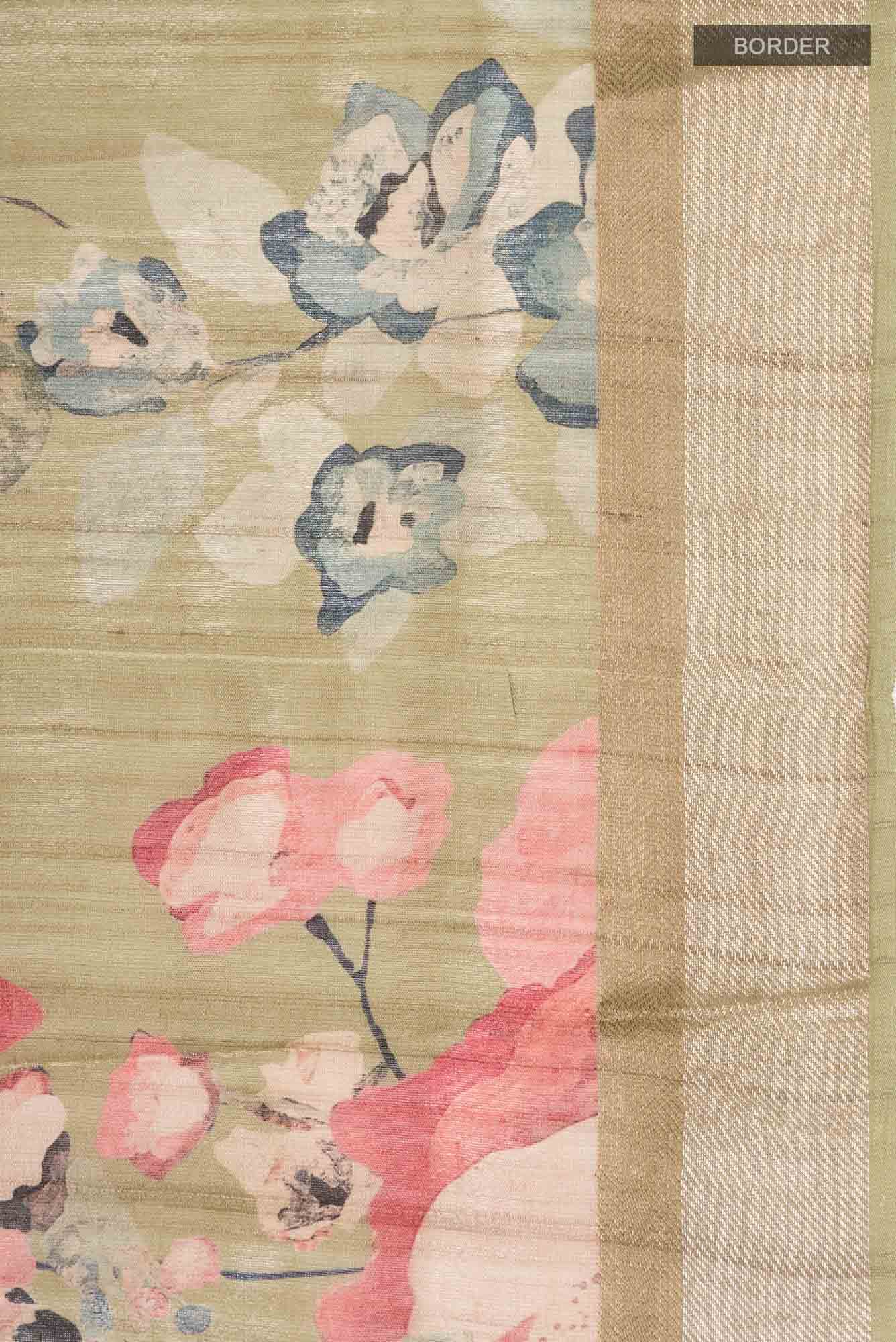 Sage Green Bhagalpuri Tussar Silk Saree