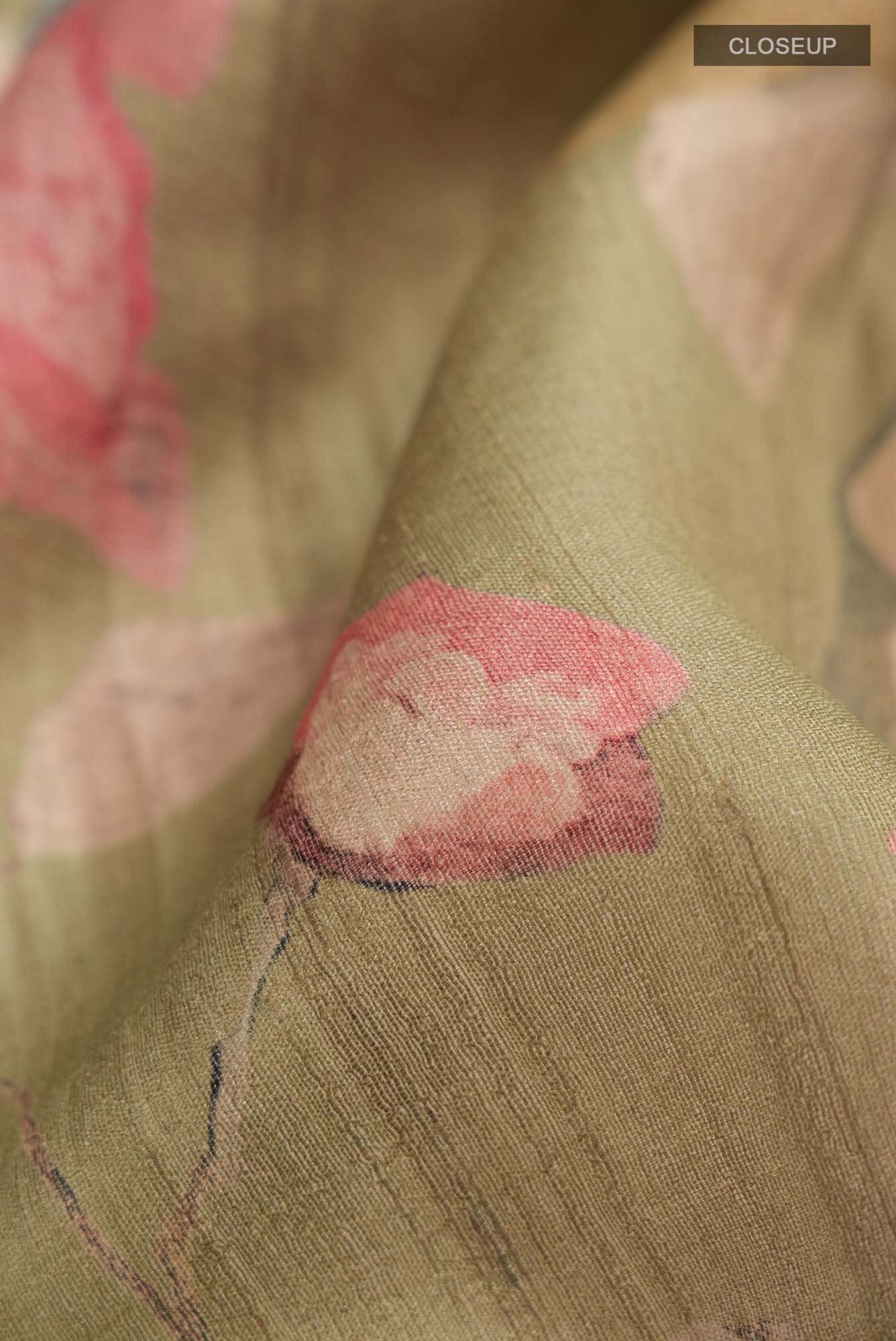 Sage Green Bhagalpuri Tussar Silk Saree