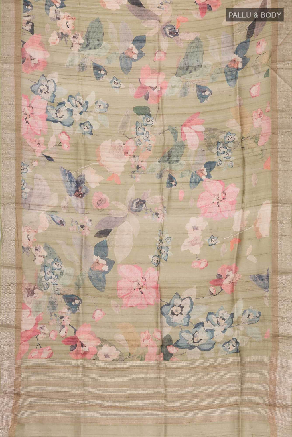 Sage Green Bhagalpuri Tussar Silk Saree