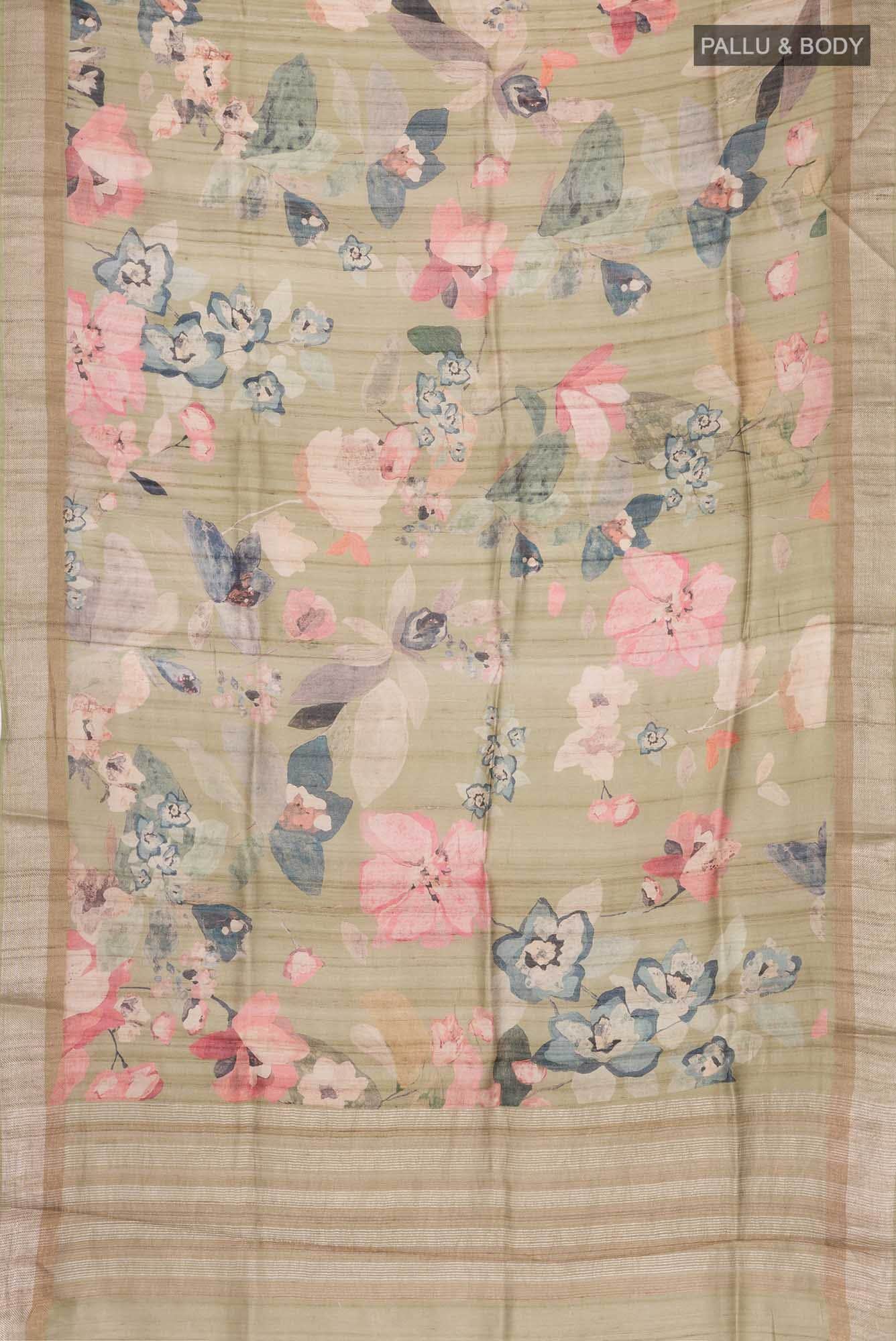 Sage Green Bhagalpuri Tussar Silk Saree