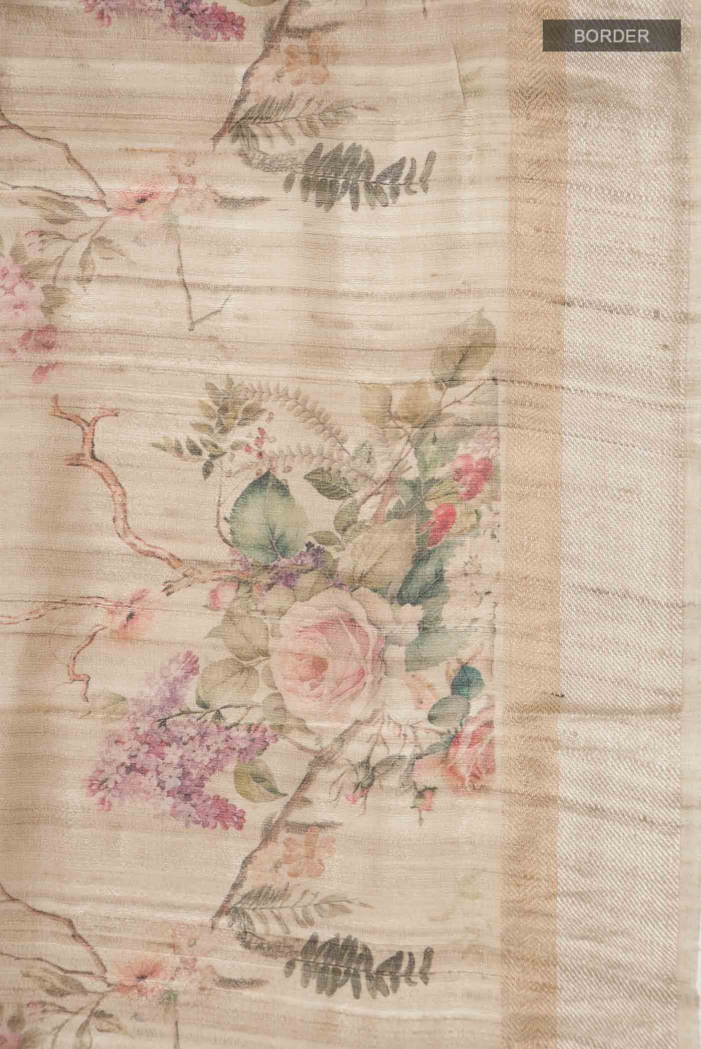 Beige Bhagalpuri Tussar Silk Saree