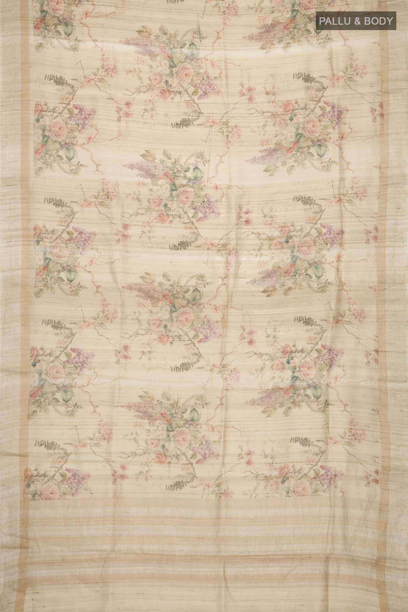 Beige Bhagalpuri Tussar Silk Saree