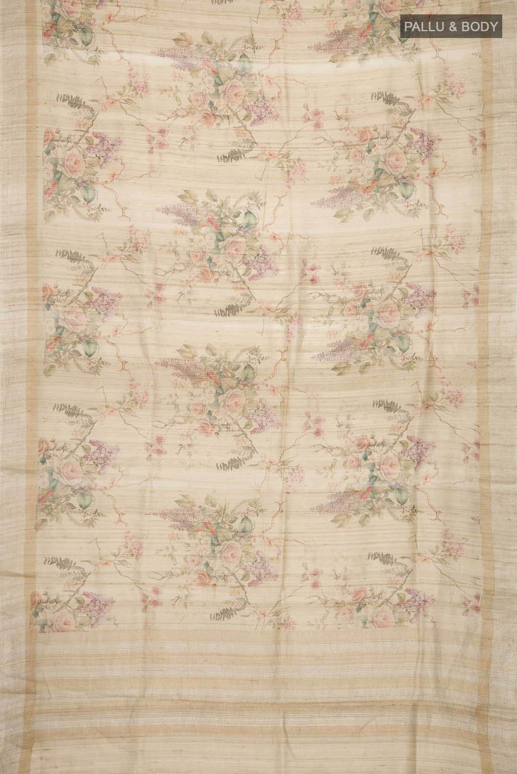 Beige Bhagalpuri Tussar Silk Saree