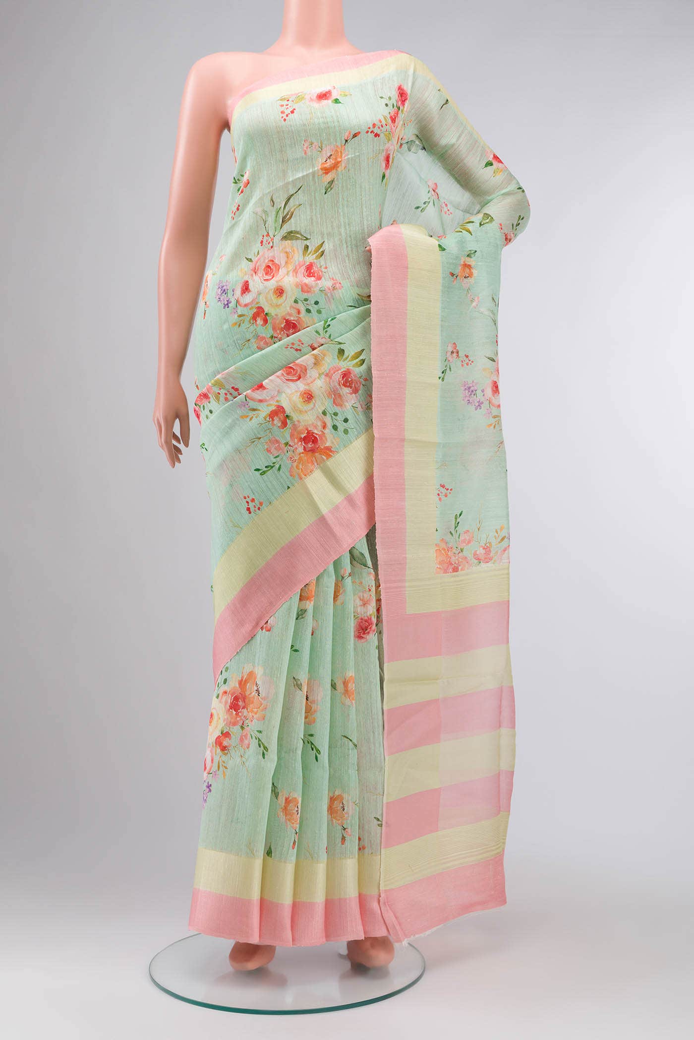 Green Tussar Silk Saree