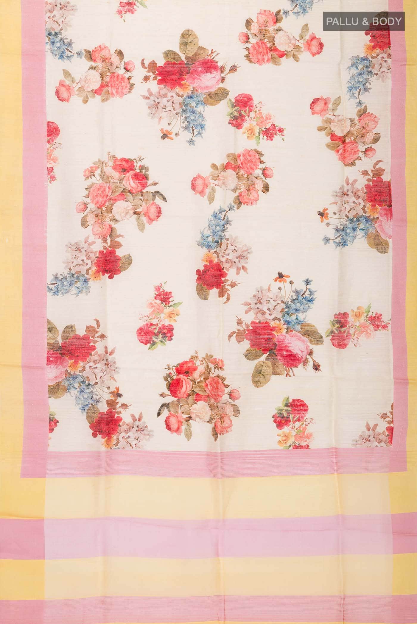 Cream Tussar Silk Saree