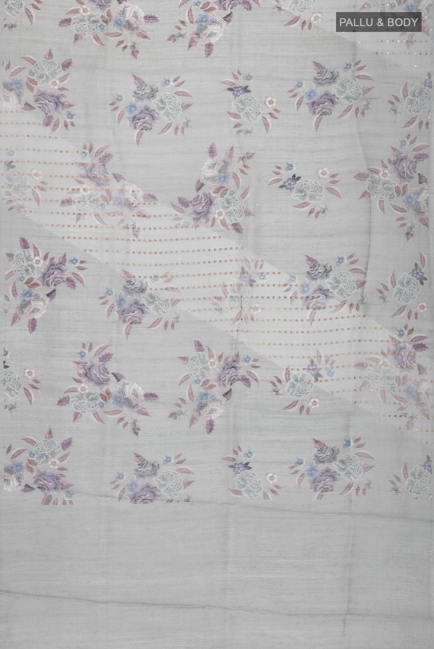 Grey Bhagalpuri Tussar Silk Saree