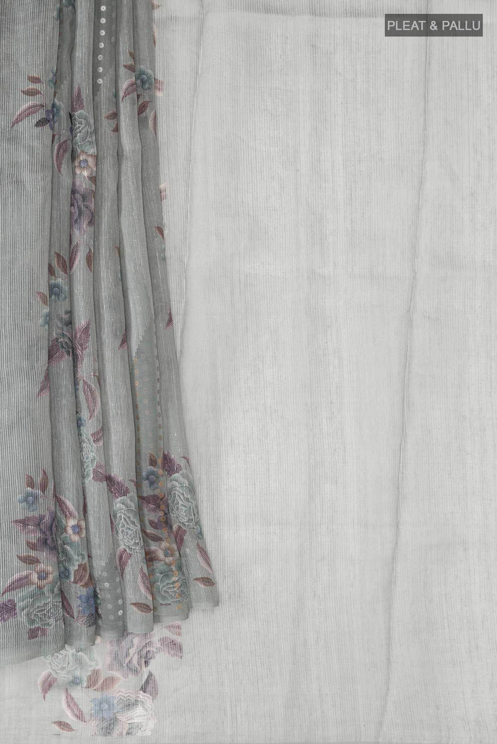 Grey Bhagalpuri Tussar Silk Saree