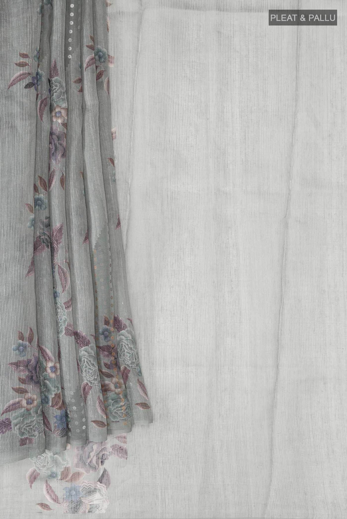 Grey Bhagalpuri Tussar Silk Saree