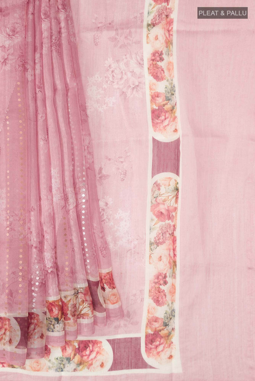 Coral Bhagalpuri Tussar Silk Saree