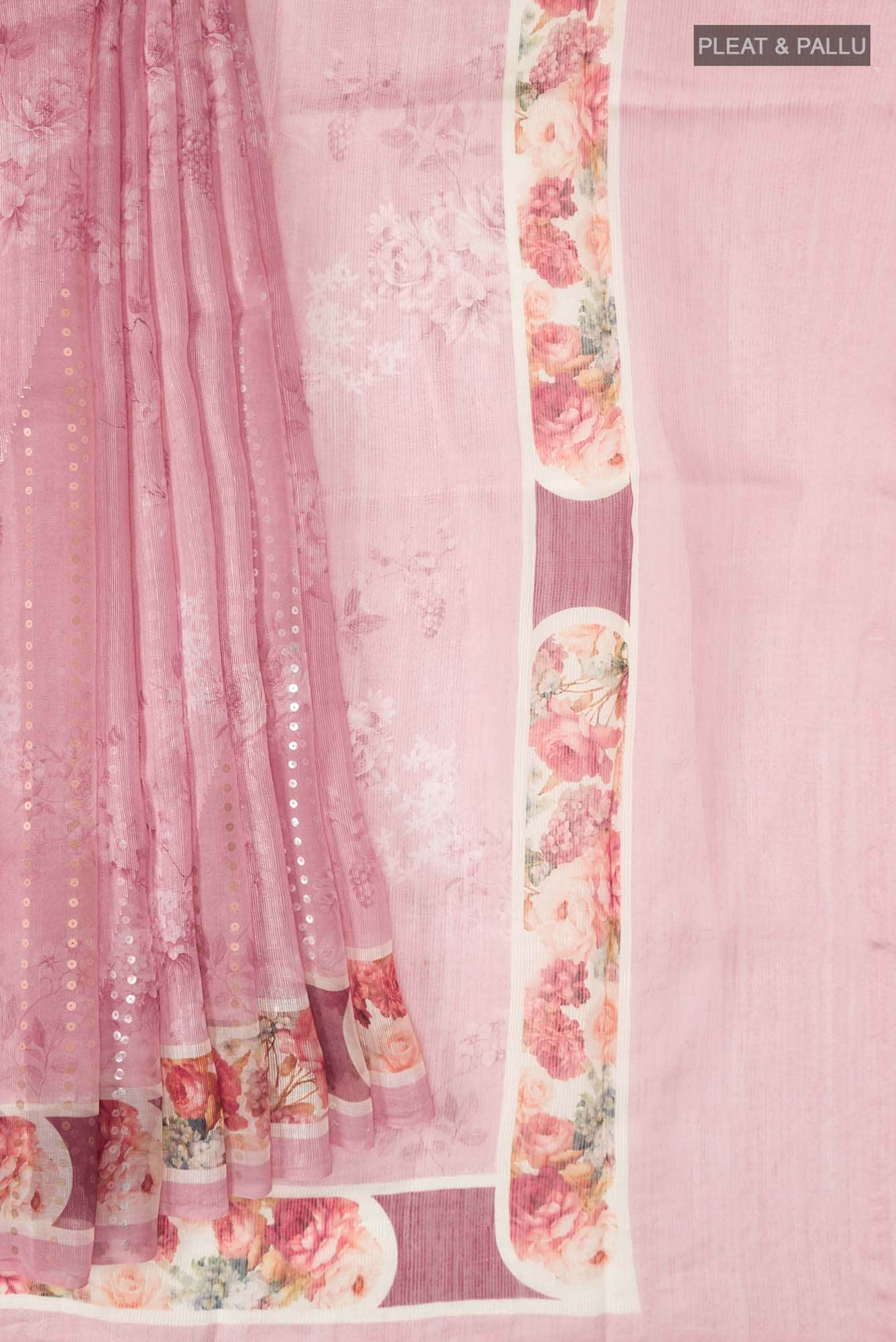 Coral Bhagalpuri Tussar Silk Saree