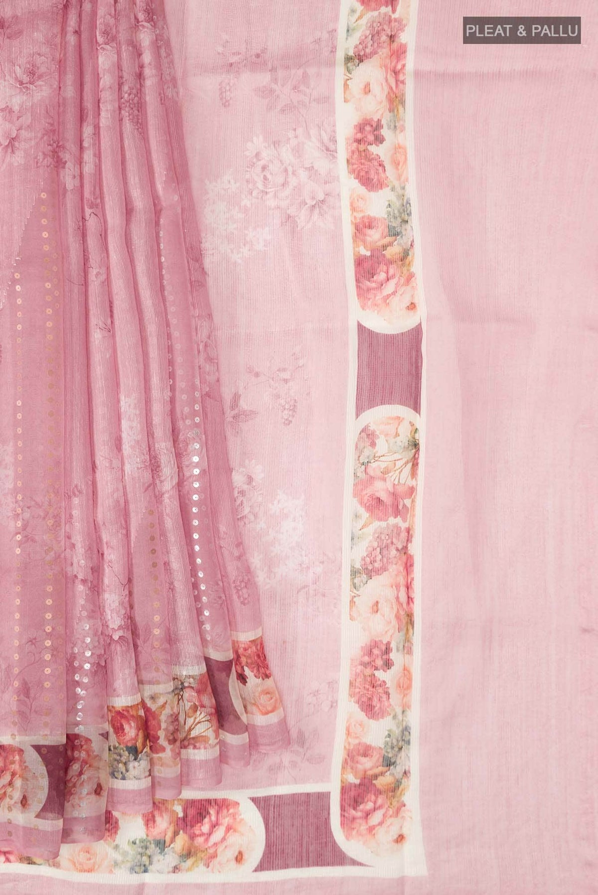 Coral Bhagalpuri Tussar Silk Saree