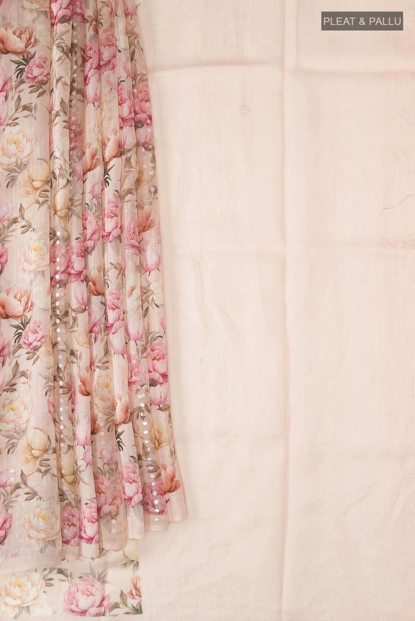 Peach Bhagalpuri Tussar Silk Saree