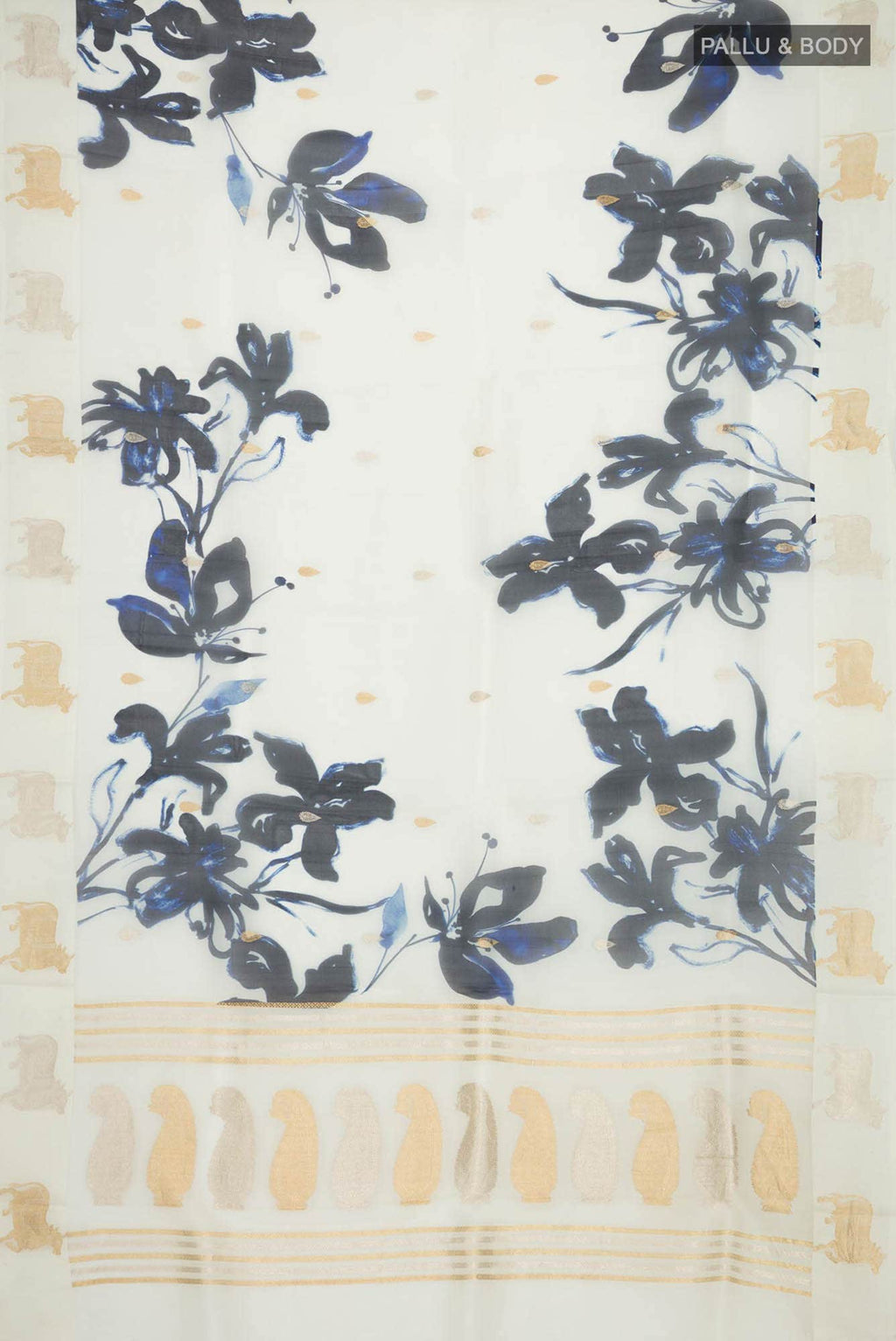 Cream Organza Silk Saree