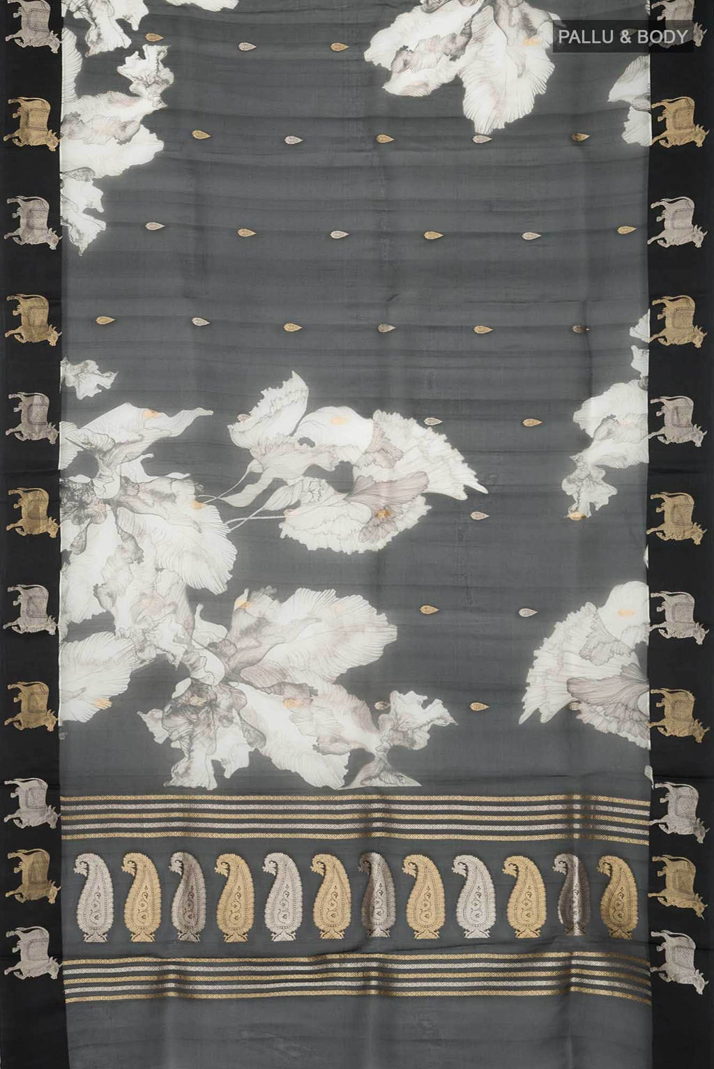 Black Organza Silk Saree