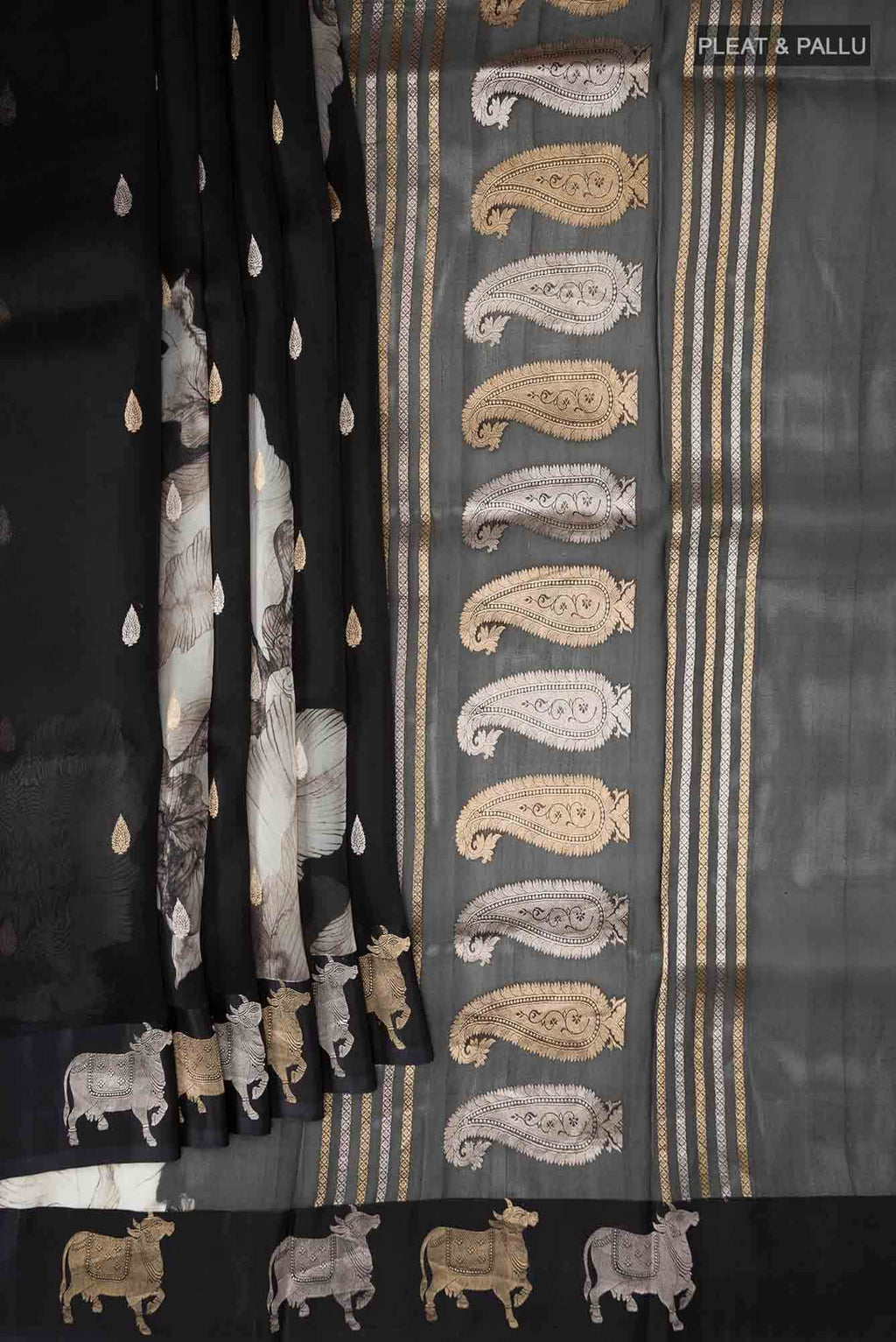 Black Organza Silk Saree