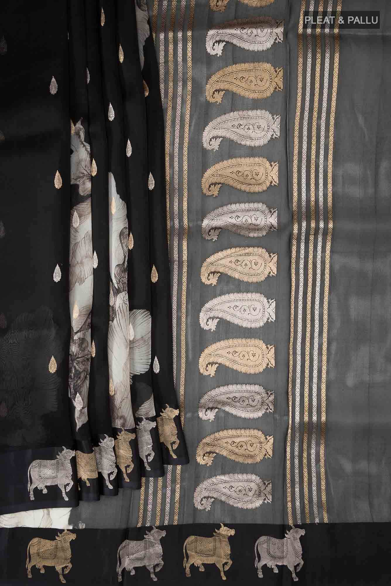 Black Organza Silk Saree