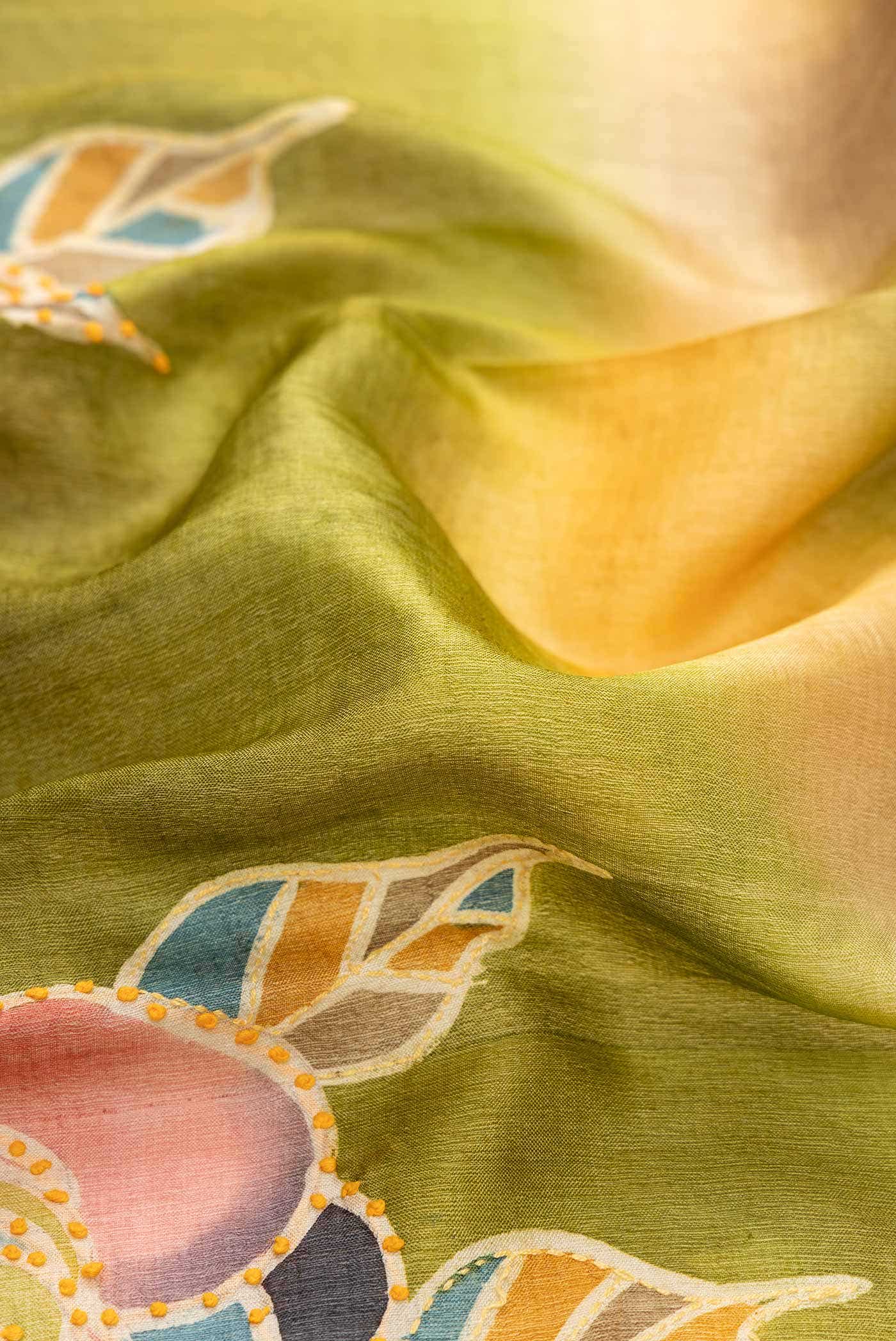 Green Dual Tone Tussar Silk Saree