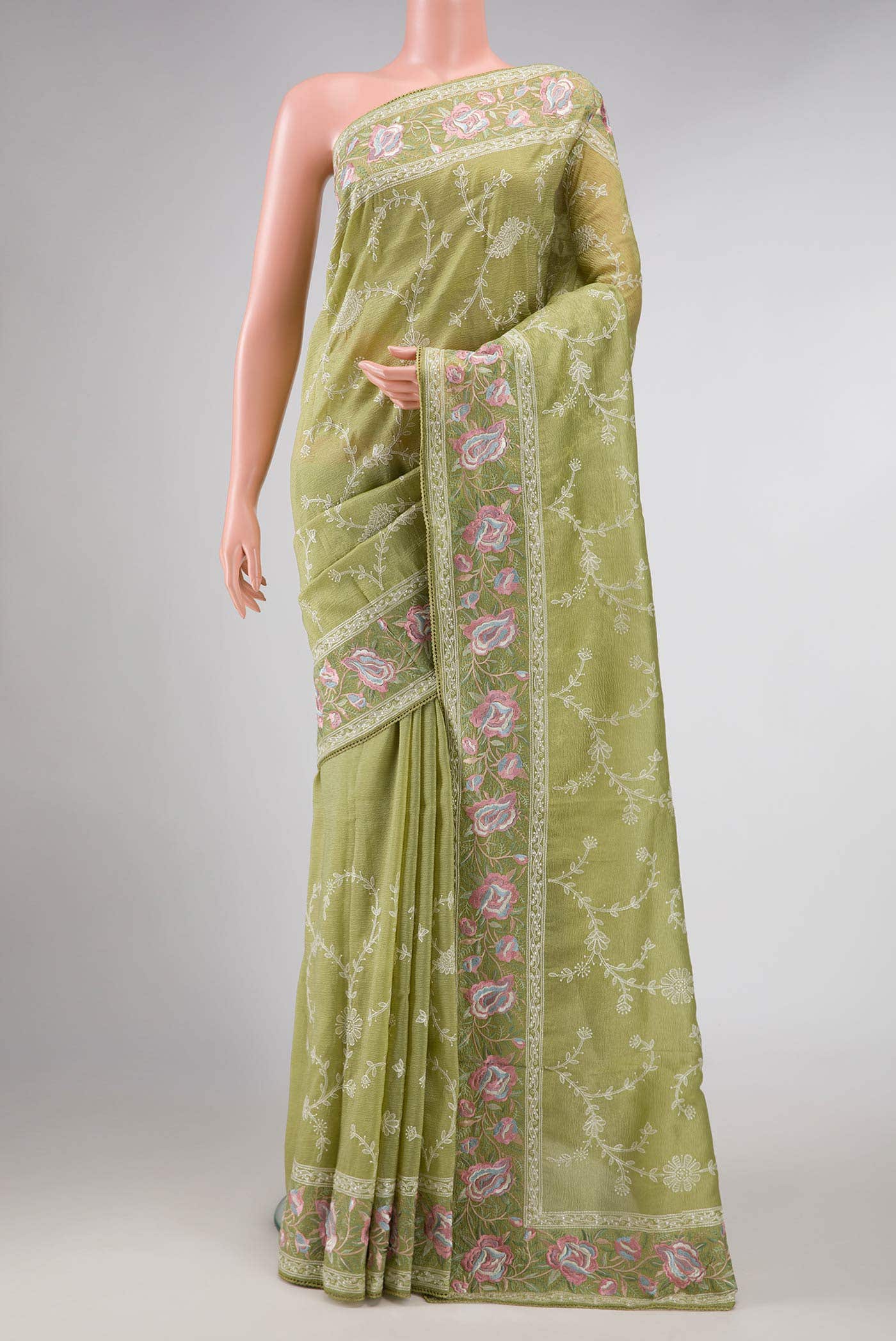 Green Dual Tone Organza Silk Saree