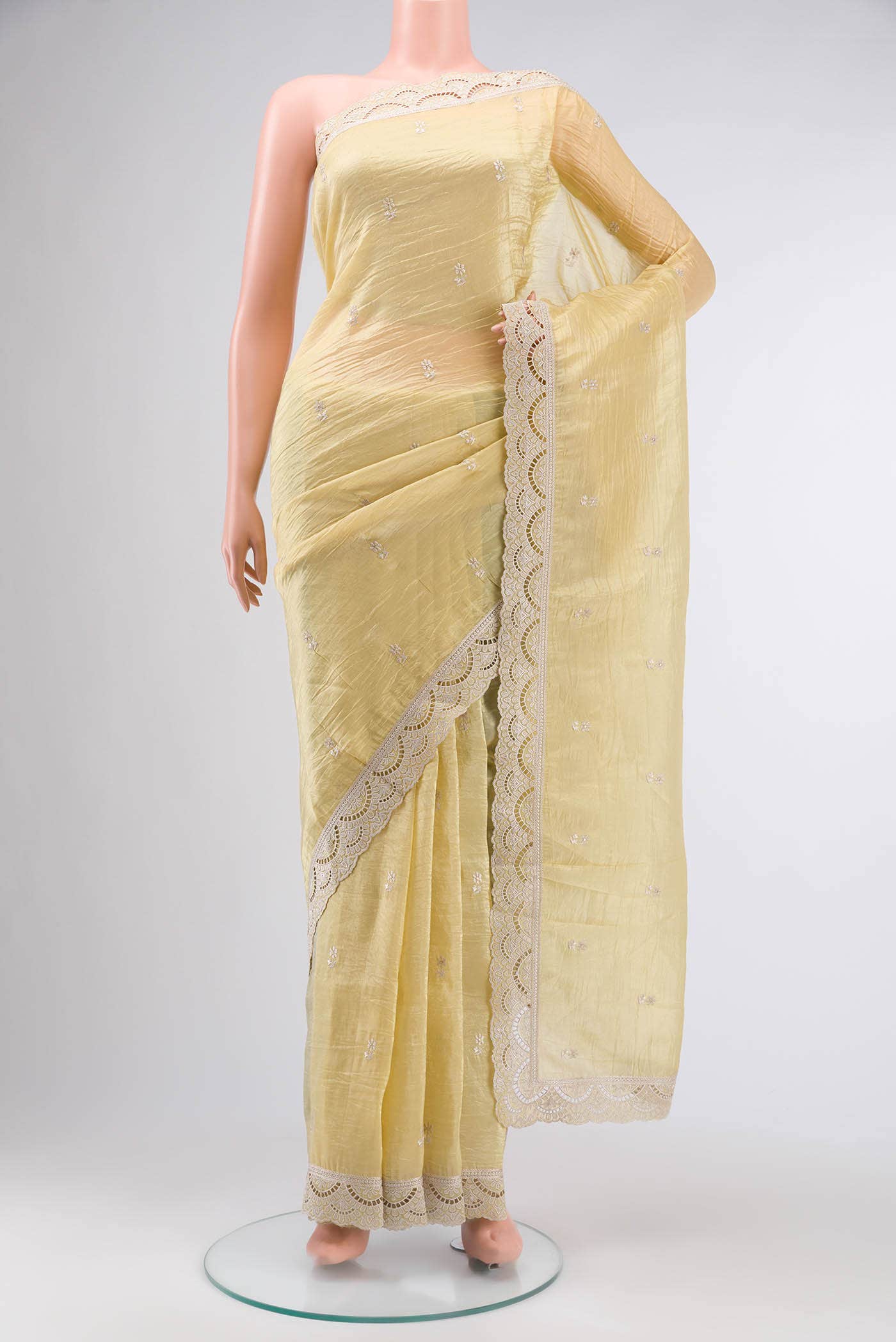 Yellow Satin Silk Saree