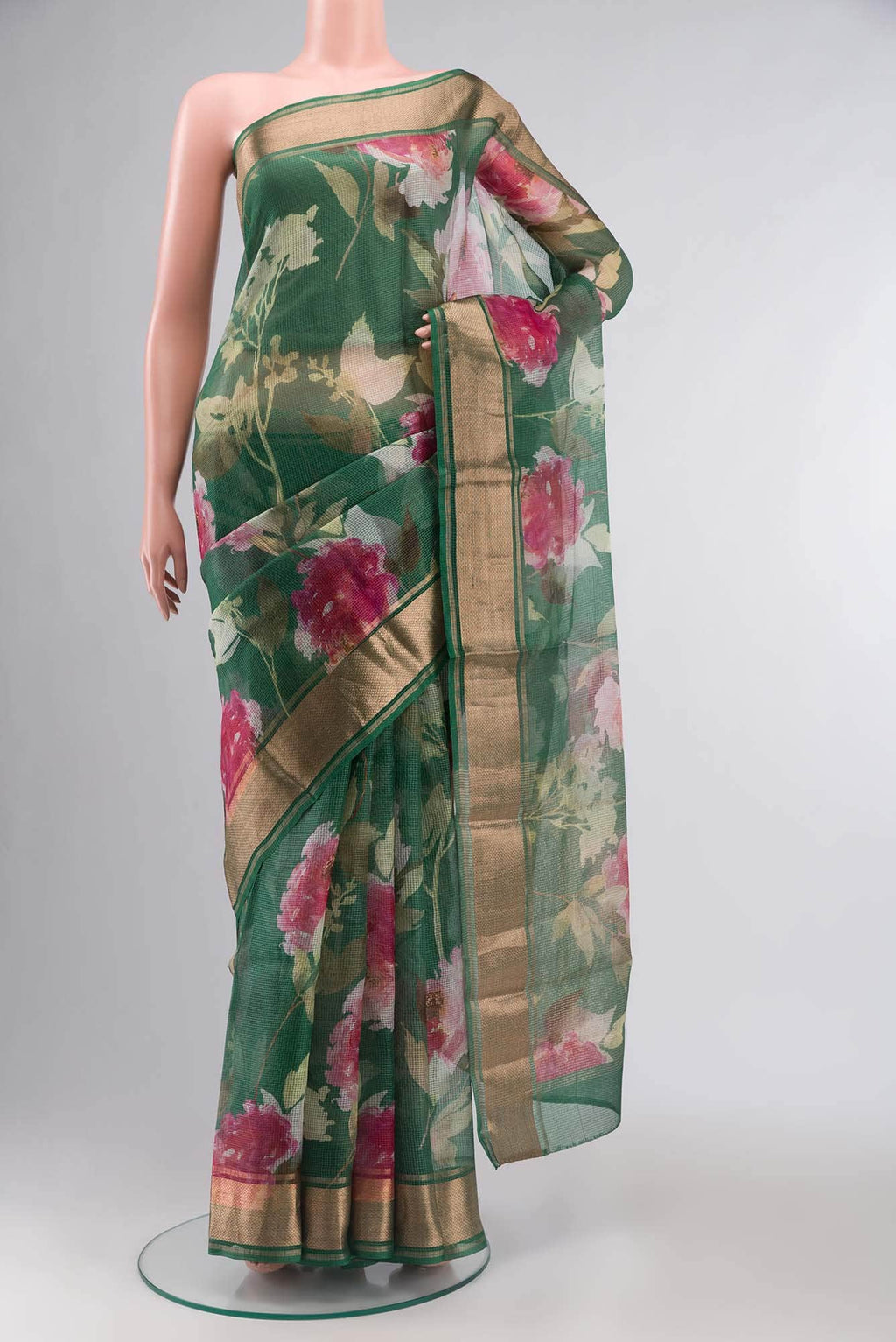 Green Bhagalpuri Tussar Silk Saree