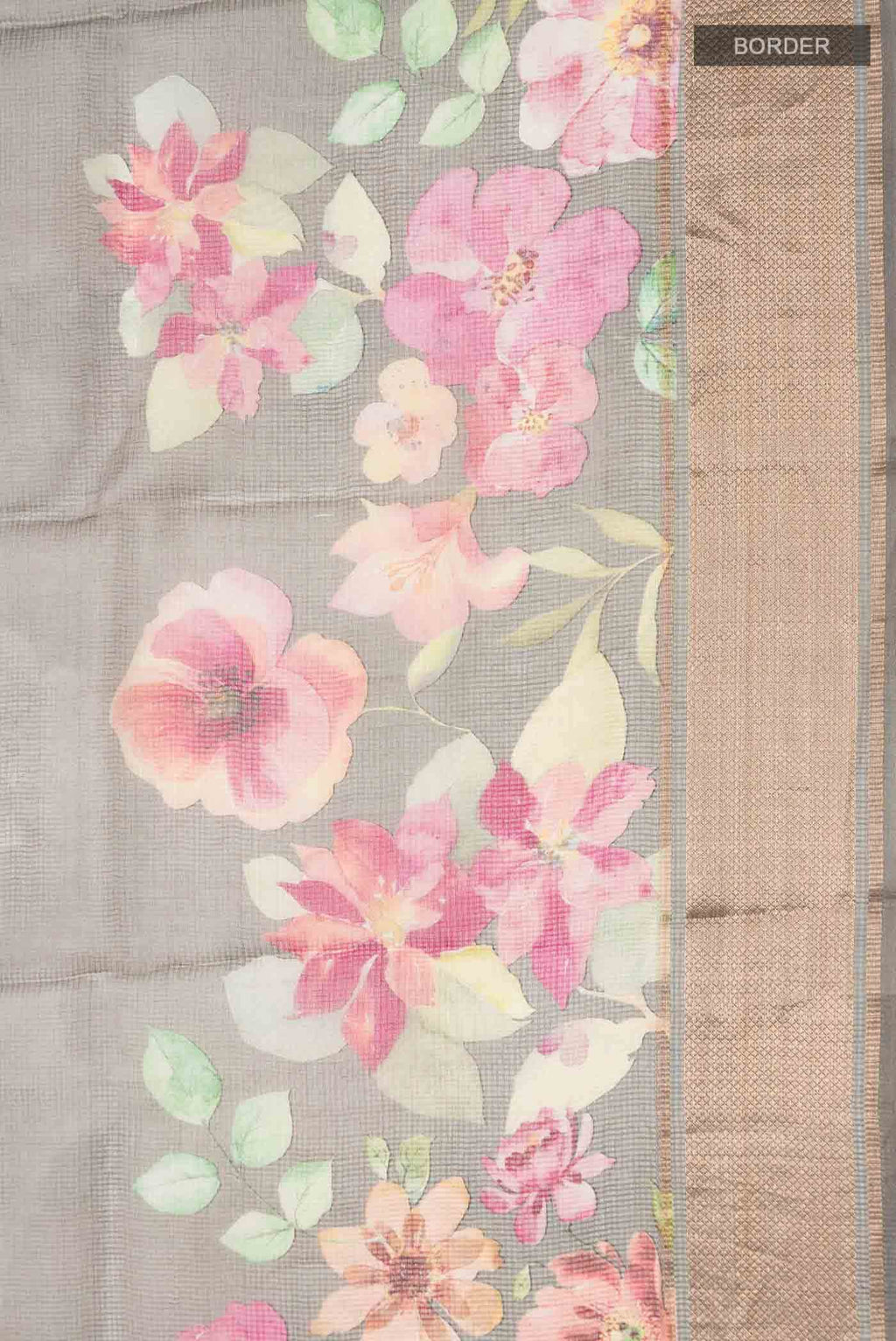 Grey Kota Silk Saree