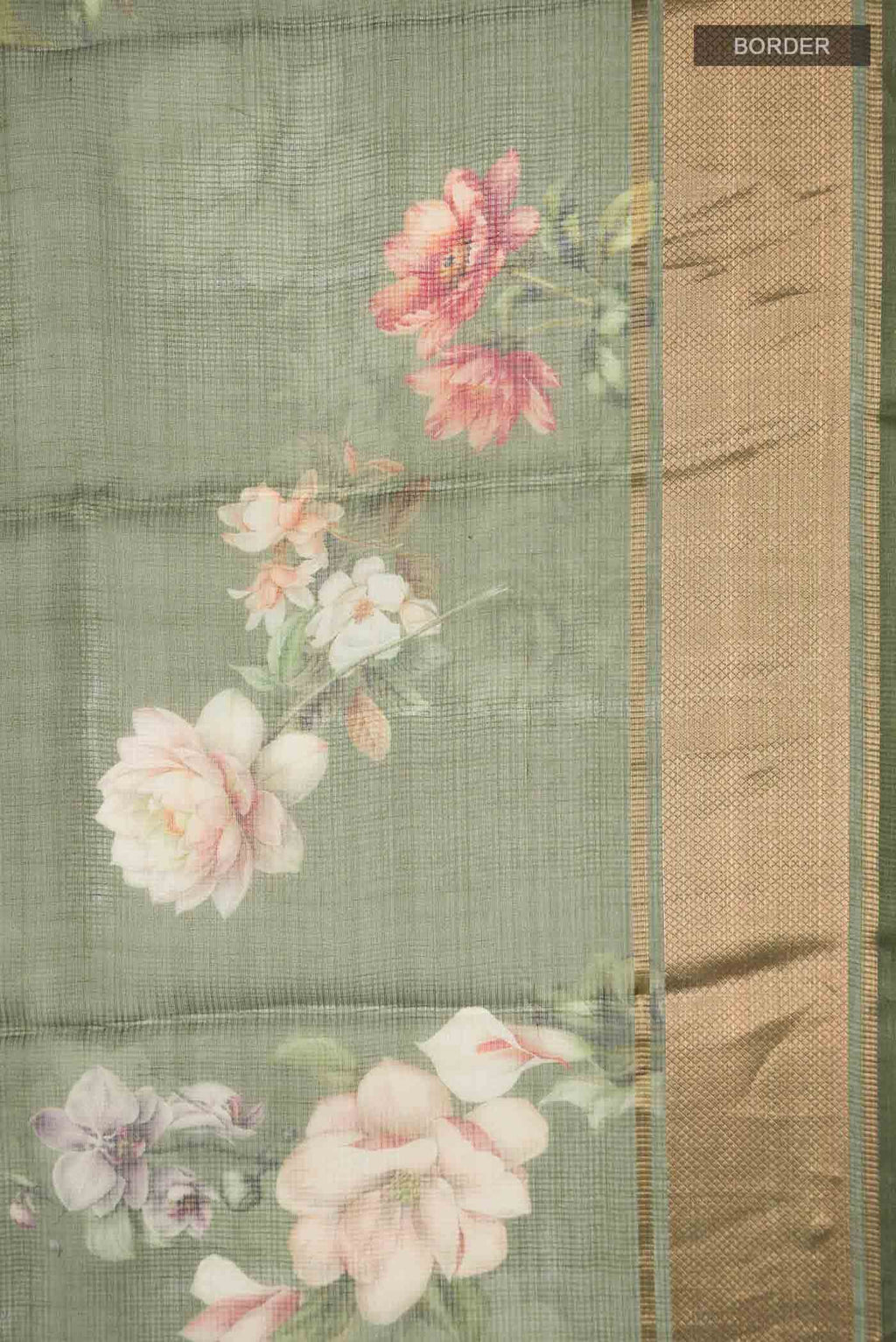 Olive Green Kota Silk Saree