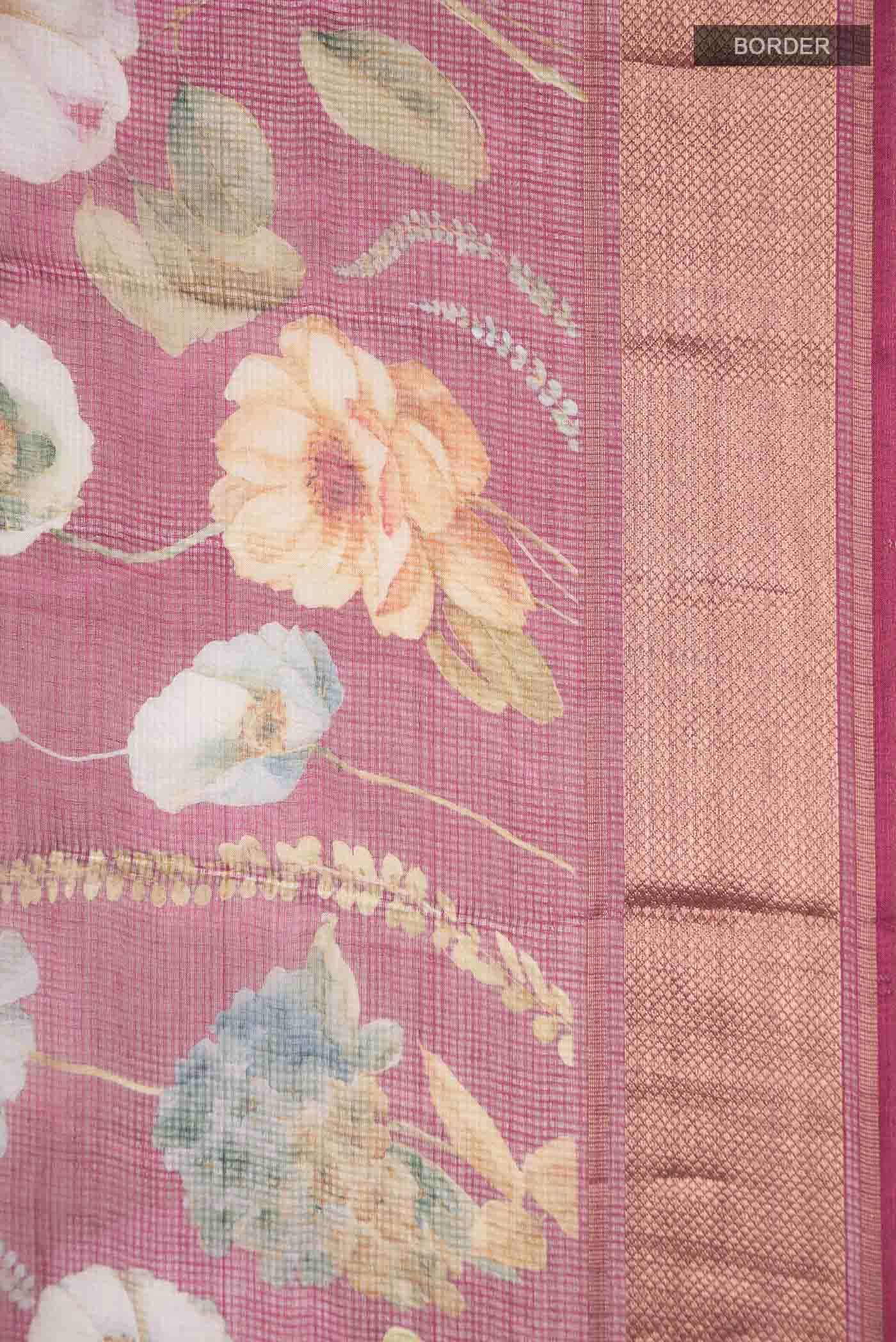 Dark Pink Kota Silk Saree