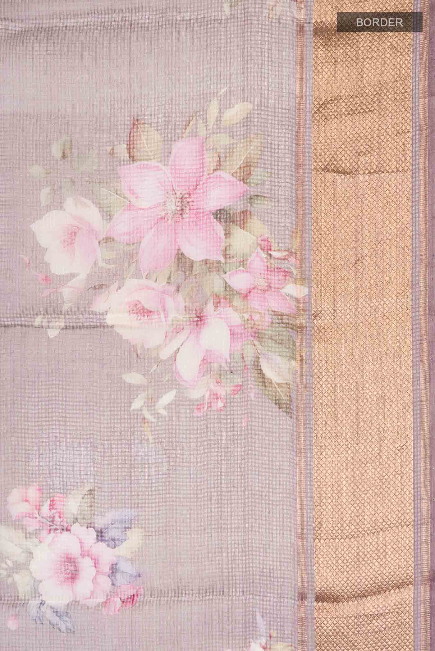 Lavender Tussar Silk Saree