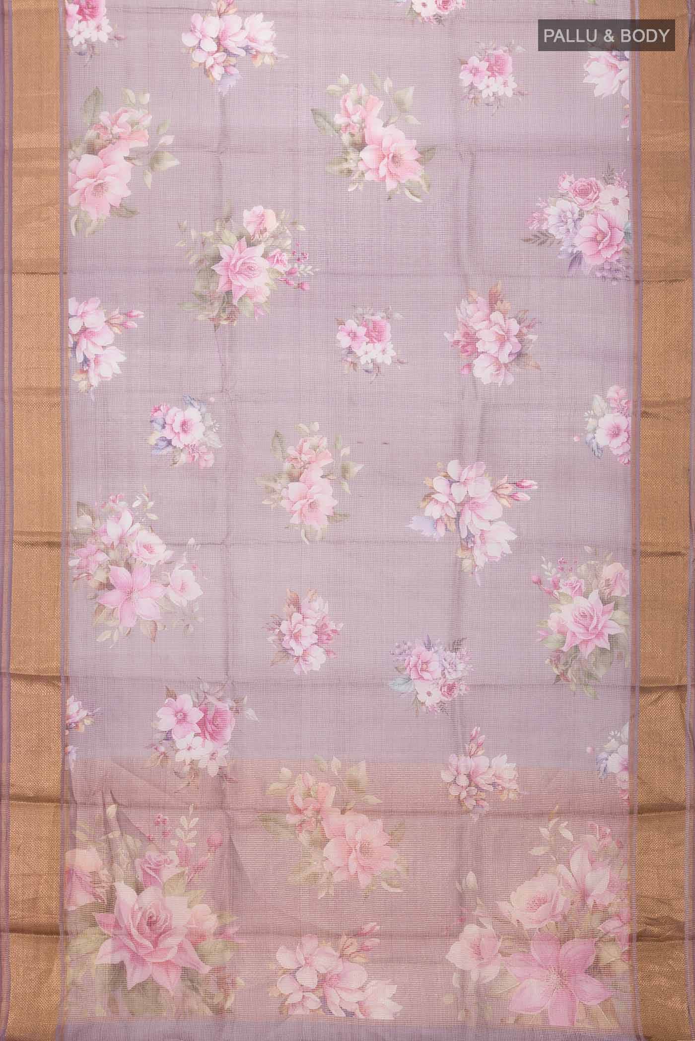 Lavender Tussar Silk Saree