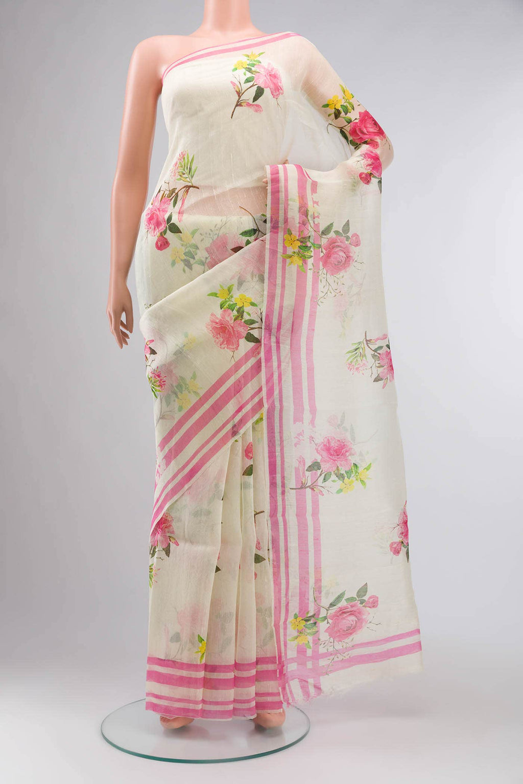 Beige Linen Saree