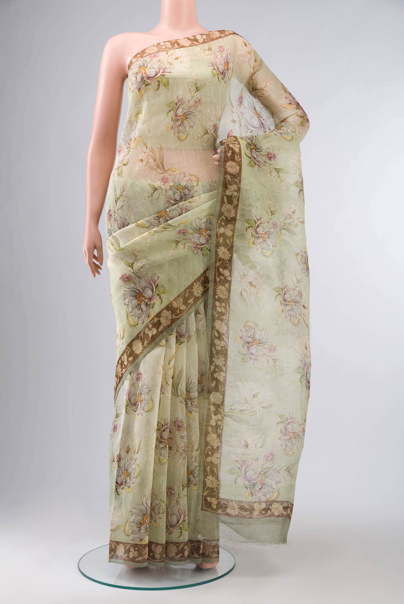 Light Green Organza Silk Saree