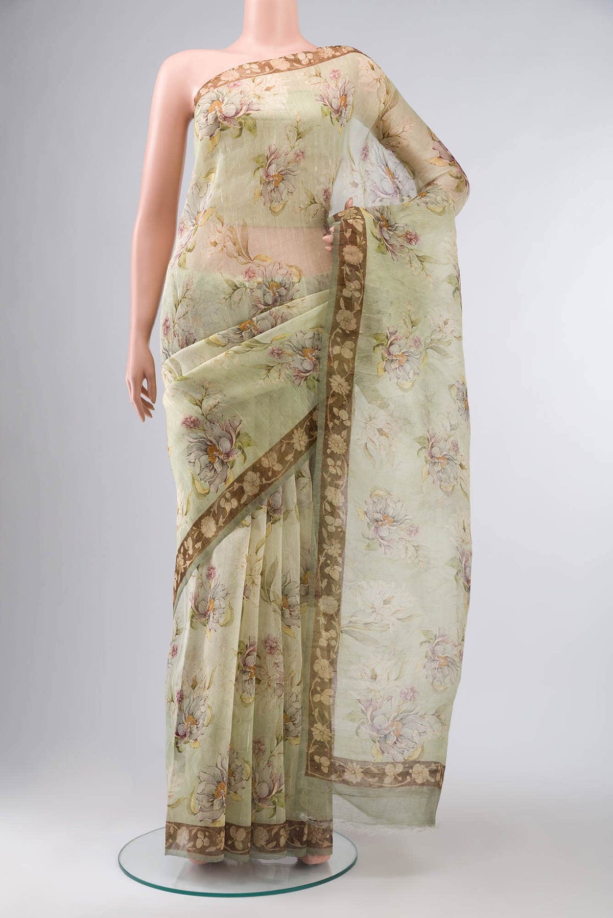 Light Green Organza Silk Saree