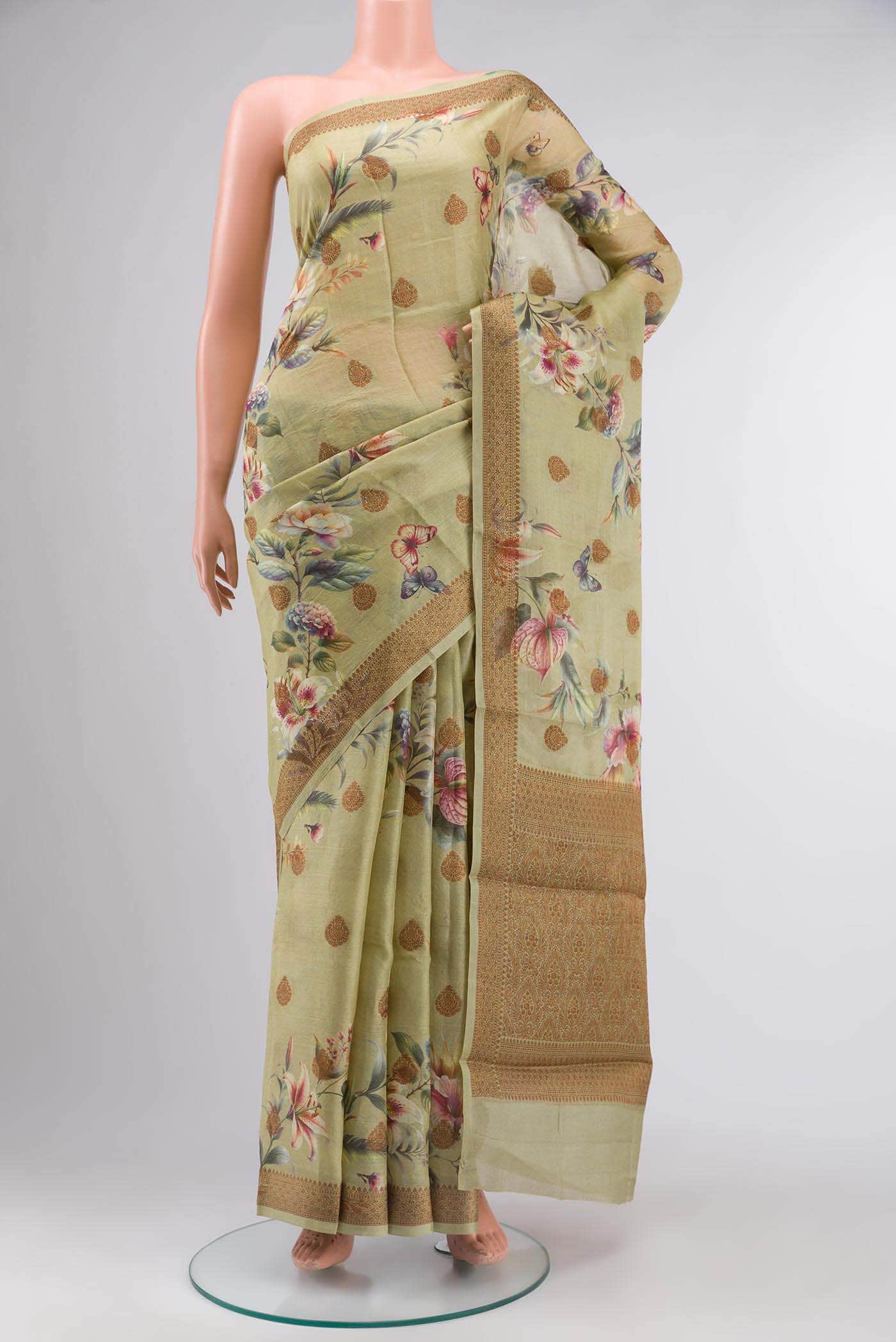 Green Tussar Silk Saree