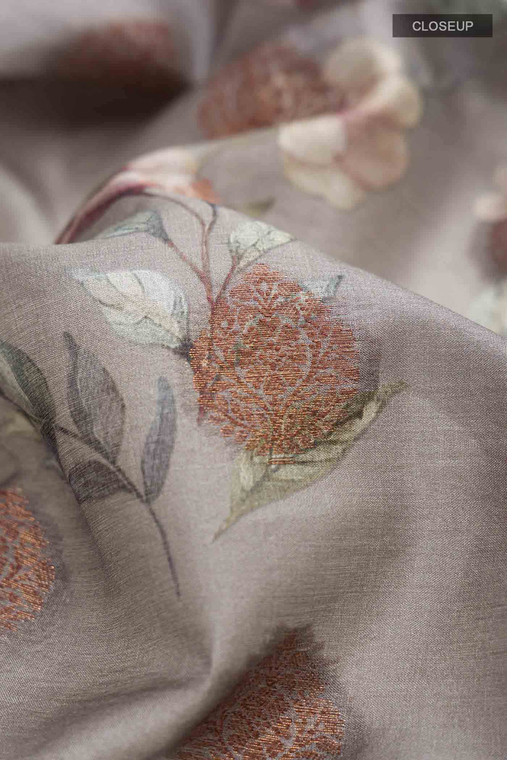 Grey Tussar Silk Saree