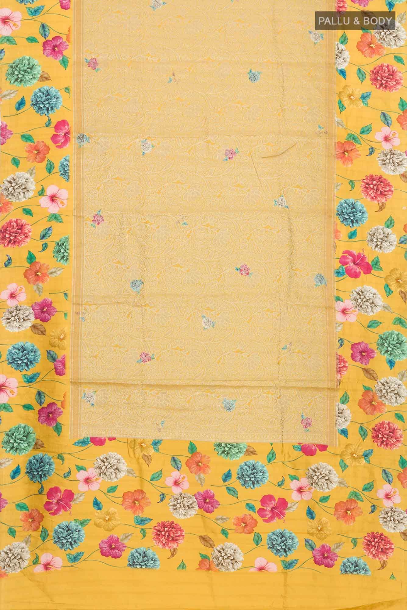 Yellow Banarasi Raw Silk Saree