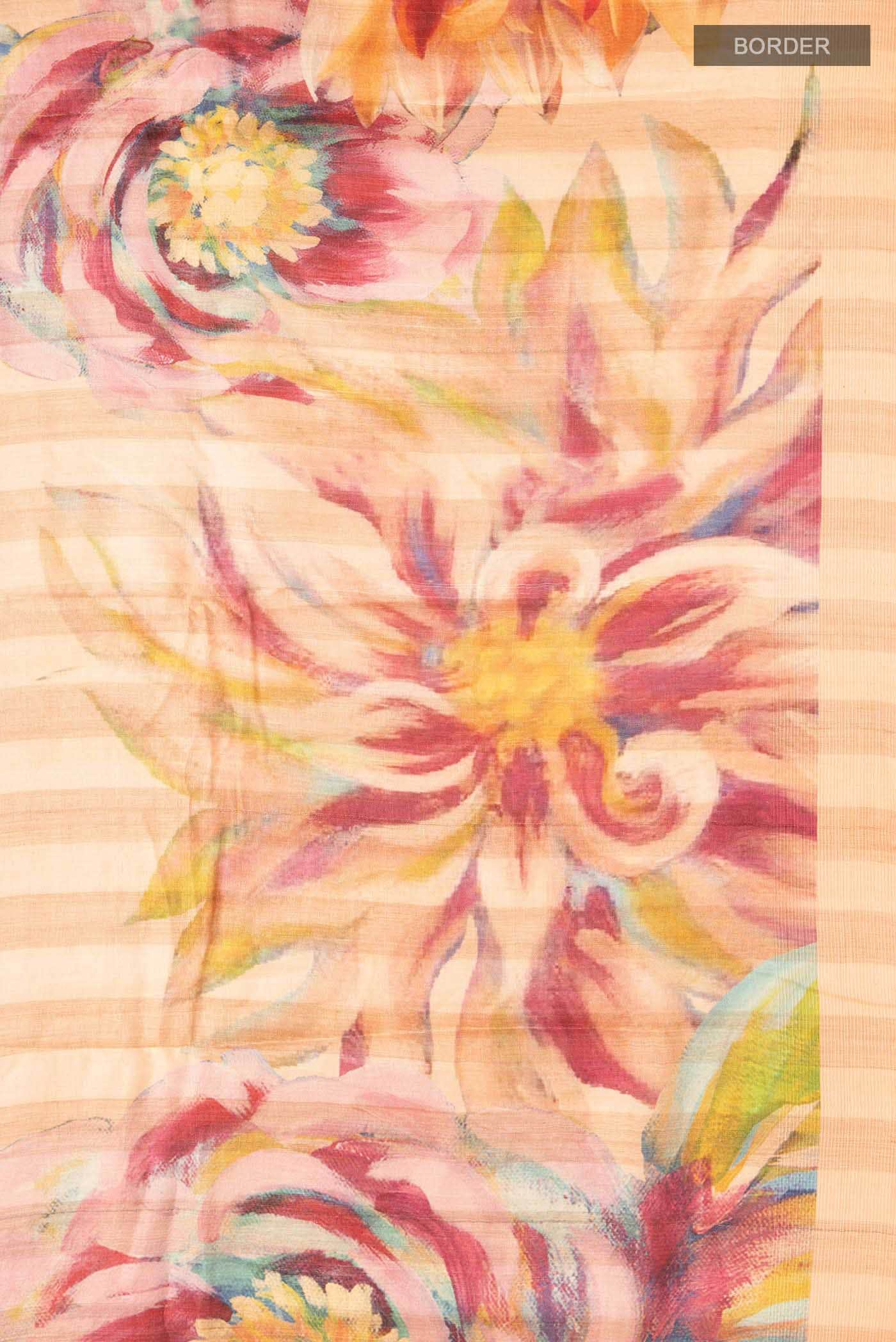 Peach Tussar Silk Saree