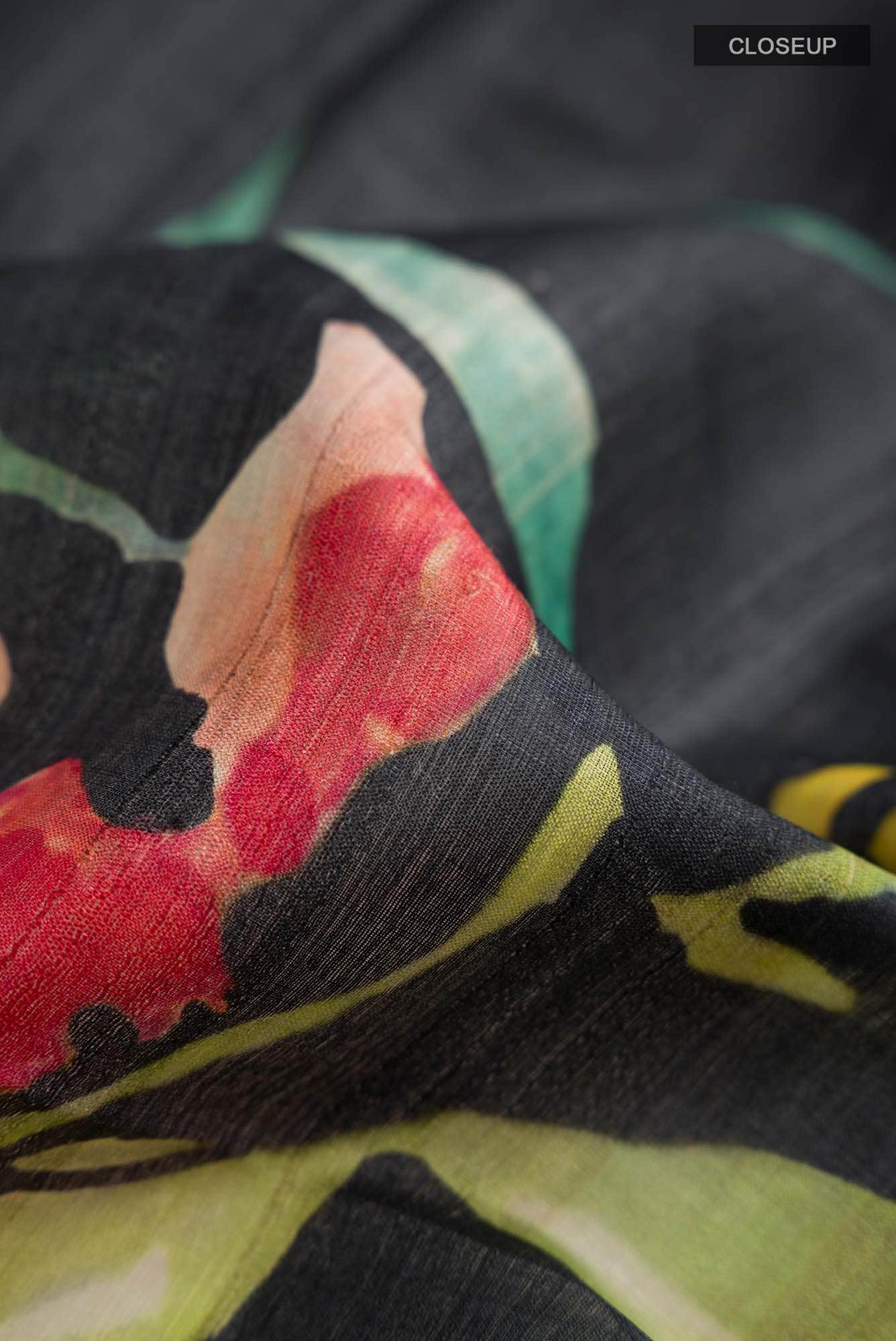 Black Bhagalpuri Tussar Silk Saree