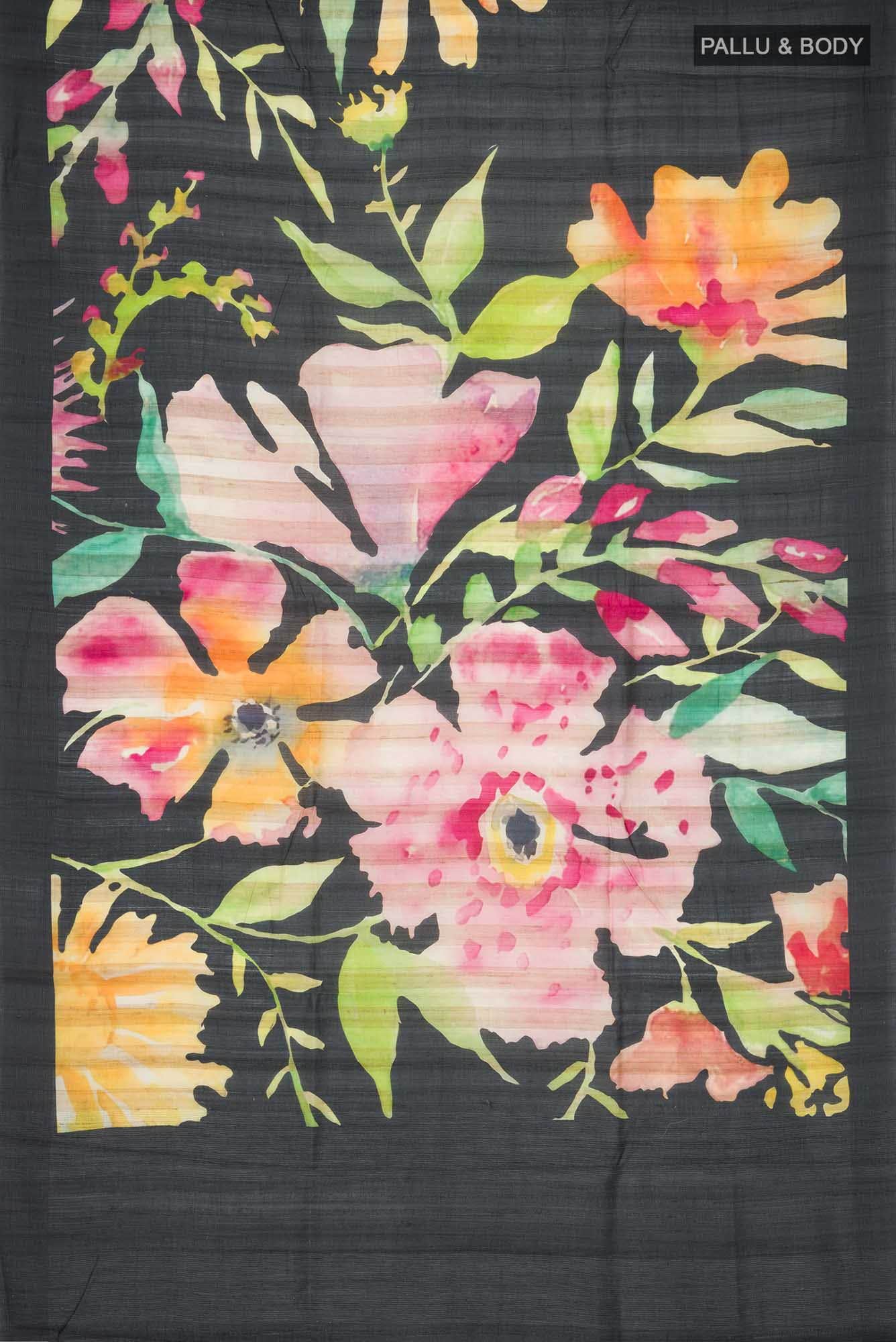 Black Bhagalpuri Tussar Silk Saree
