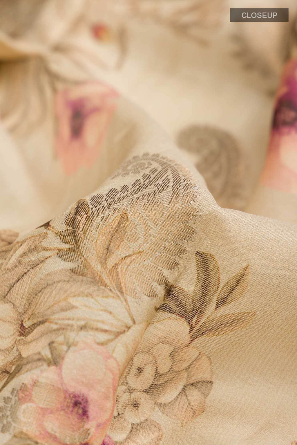 Beige Bhagalpuri Tussar Silk Saree