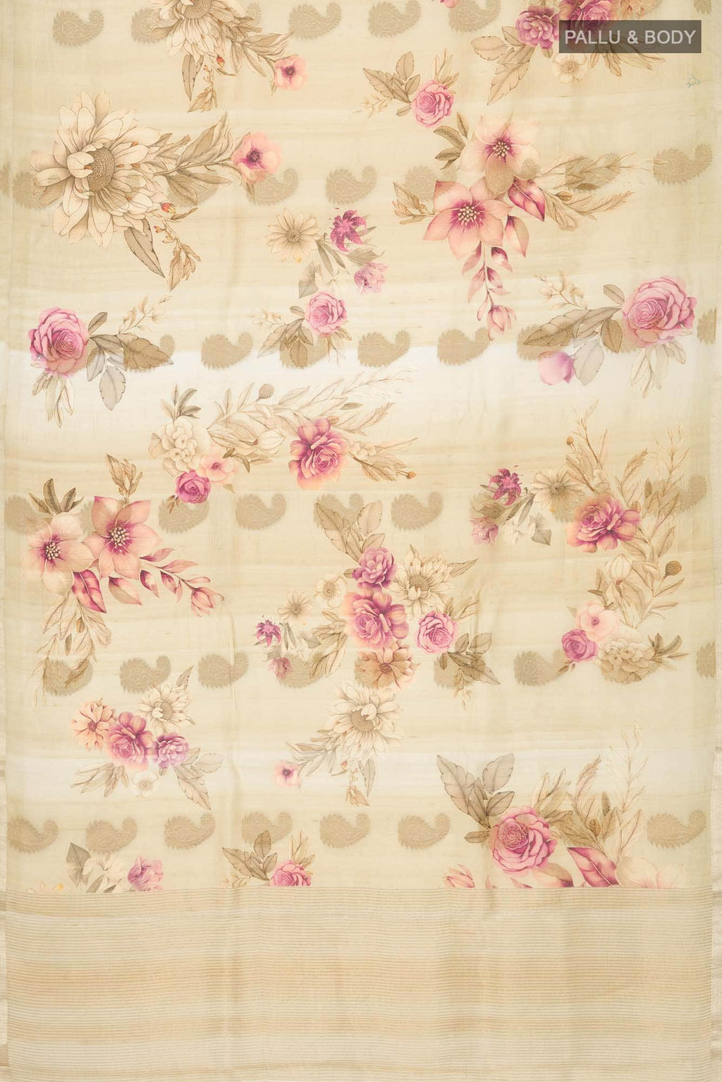 Beige Bhagalpuri Tussar Silk Saree
